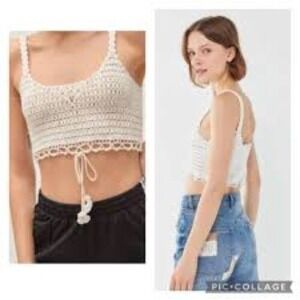 Urban Outfitters Out From Under Boho‎ Crochet Crop Top Cream Womens M Festival